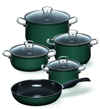 Riess Geschirr-Set aus Emaille, 5-tlg. in teal