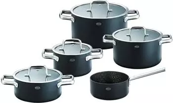 R&ouml;sle Topf-Set Ebonic ProNero Edelstahl18/10 keramik-wabenbeschichtet 5-tlg. 16 / 20 / 24 / 20 / 16 cm