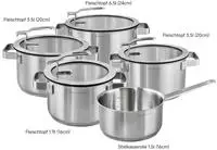 Hanseatic Topf-Set "STYLE" Set, Fleischtopf 1x 16 cm / 2x 20 cm / 1x 24 cm,