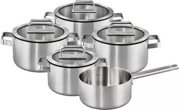 Tefal Topf-Set Premium Edelstahl 9-tlg. Kochtopf Stielkasserolle