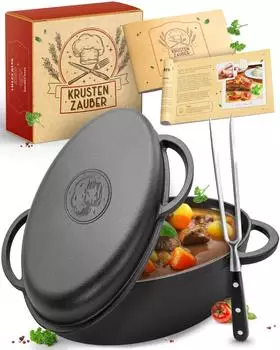 Krustenzauber Bräter XXL Gusseisen Deckel Ø 35 cm