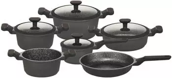 Hanseatic Topf-Set Black Edition mit langlebiger Vitaflon&reg; Granit Antihaft-Versiegelung