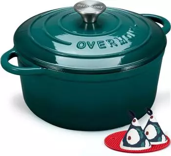 Overmont Schmortopf/Br&auml;ter emaille Gusseisen 24 cm seeblau