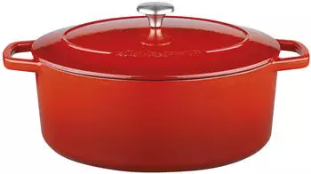 Küchenprofi Bratentopf Bräter Bretagne oval Gusseisen 7 Liter 33 x 26 cm rot