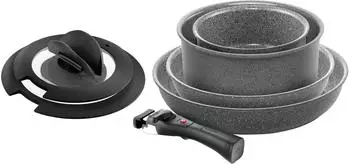 Ballarini Torre Bratpfannen-Set und Stieltopf 7-tlg. grey