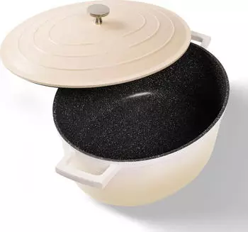 Stoneline Cocotte Br&auml;ter Oval mit Deckel 32x25 cm Creme