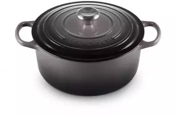 Le Creuset Signature Bräter Gusseisen mit Deckel rund Ø 28 cm grau