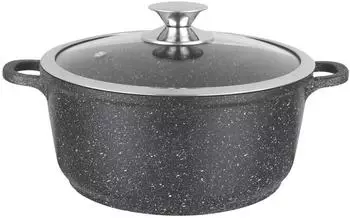 Kamberg Kochtopf Aluminiumguss beschichtet mit Glasdeckel 28 cm schwarz