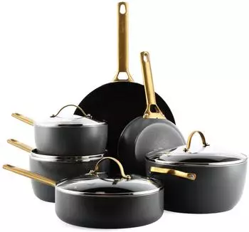 GreenPan Topfset Padova Reserve schwarz 6-tlg. Stielkasserolle 18 / Kasserolle 24 / Bratpfanne 20/24/28 cm