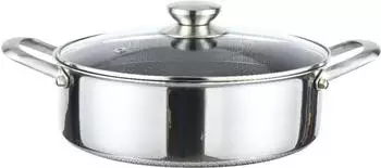 Cheffinger Kochtopf Edelstahl mit Glasdeckel Wabenstruktur ø 32 cm
