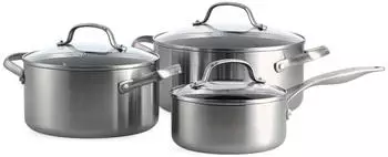 GreenPan Batterie de cuisine acier inoxydable Geneva 16, 20 et 24 cm