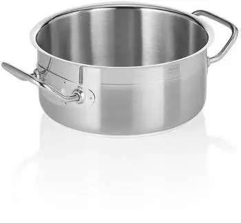 WAS Germany Profi Edelstahl-Kochtopf Bratentopf mit Deckel 2,5 Liter ØxH: 20 x 9,5 cm