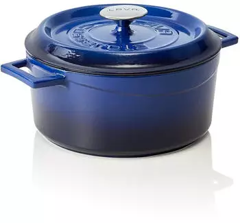 WAS Germany LAVA Kochtopf mit Deckel aus emailliertem Gusseisen Blau mit 4,5 Liter