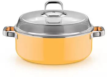 WMF Fusiontec Mineral Pro, Schmortopf mit Deckel, 28 cm, Mango Yellow