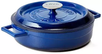WAS Germany LAVA Kochtopf mit Deckel aus emailliertem Gusseisen Blau mit 2,5 Liter