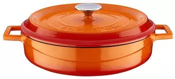 WAS Germany LAVA Kochtopf mit Deckel aus emailliertem Gusseisen Orange mit 3,5 Liter