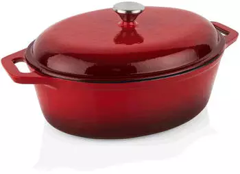 WAS Germany Bräter rot 5,2 l Gusseisen Edelstahl emailliert 33,5 x 26,5 x 11,5 cm