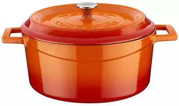 WAS Germany LAVA Kochtopf mit Deckel aus emailliertem Gusseisen Orange mit 4,5 Liter