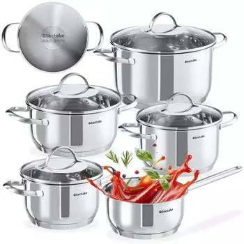 TecTake Kochtopfset Bologna II Multi-material 9-tlg. silber