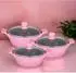 Cheffinger Kochtopfset Aluguss 6-tlg Ø 20/24/28 cm Pink