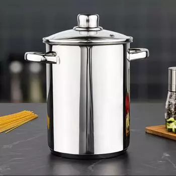 mucHome Spaghettitopf hoch mit Siebeinsatz 4 L 16 cm Silber