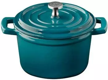 APS Mini-Topf 5 Stars mit Deckel Gusseisen &Oslash; 11 cm t&uuml;rkis