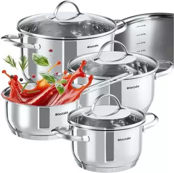 TecTake Bologna Kochtopfset Edelstahl Induktion 7-tlg