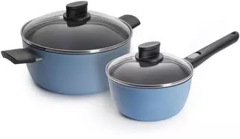 Woll Ecolour Kochtopf Set 4 tlg Aluguss QXR Antihaft Induktion Blau