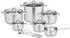 GSW Rigo Kochtopf-Set 13tlg Edelstahl Glasdeckel Silber