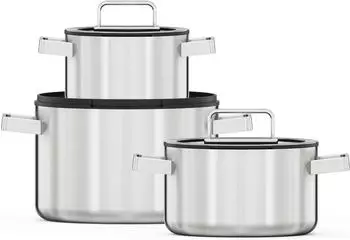 Hanseatic Premium Topfset 6tlg Edelstahl Glasdeckel Induktion Silber