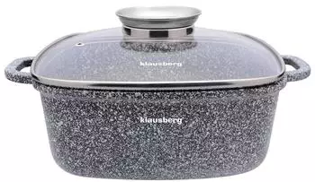 Klausberg Kochtopf 3,7 l 22 cm Aluminium Keramik Marmor Induktion mit Glasdeckel