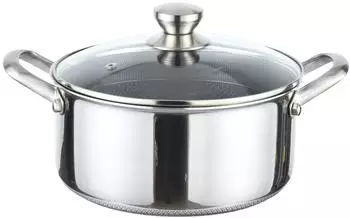 Cheffinger Kochtopf 20 cm Edelstahl Antihaft Marmorbeschichtung Glasdeckel