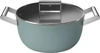 Smeg 50's Style Schmortopf 24 cm 5,4 l Keramik Smaragdgr&uuml;n mit Glasdeckel