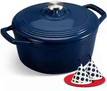Overmont Schmortopf 24 cm Emaille Blau