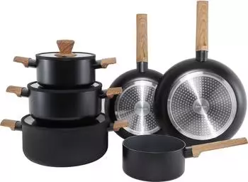Hanseatic ALU SCANDI Topfset 9-tlg. Aluminium Silber/Schwarz