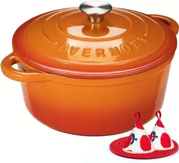 Overmont Emaille-Bräter 28 cm Gusseisen Orange