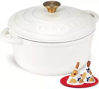 Overmont Emaille-Br&auml;ter 24 cm Gusseisen Perlwei&szlig;