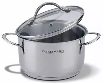 Fackelmann Kochtopf Lara mit Glasdeckel &Oslash; 16cm Edelstahl (66292)