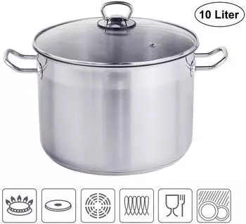 Steinwohn XL Profi Suppentopf 26 cm 10 l Edelstahl Silber