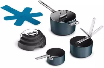 Joseph Joseph SPACE Stielkasserollen-Set 3-tlg. Blau Keramik