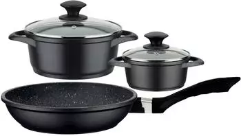 GSW Gourmet Granit Topfset 16/20/24 cm 5-tlg. Aluguss Antihaft