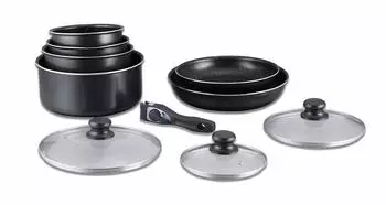 Herzberg HG-5000 Topfset 10-tlg. Schwarz Antihaft