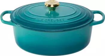 Le Creuset Signature Gusseisen Br&auml;ter oval 31cm 6.3l bleu riviera (296709)