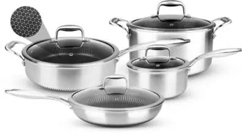 NutriChef Kochgeschirr-Set Edelstahl 8-teilig Silber