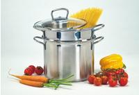 Spaghettitopf Mit Glasdeckel 6,5 L &Oslash;24cm Edelstahl 3teilig