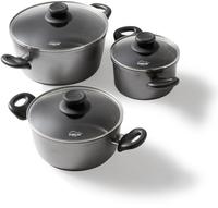 STONELINE Topfset 6932, Aluguss, induktionsgeeignet, mit 3 Glasdeckeln, 3-teilig