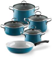 RIESS Email Kocht&ouml;pfe, Topfset 5-teilig AQUAMARIN 0558-010