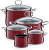 Riess 0584-008, Riess Emaille Topfset, Familienset, 5-teilig, rosso