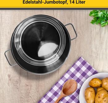 Krüger Jumbotopf 30 cm 14 Liter – Energiesparender Sandwichboden für alle gängigen Herdarten