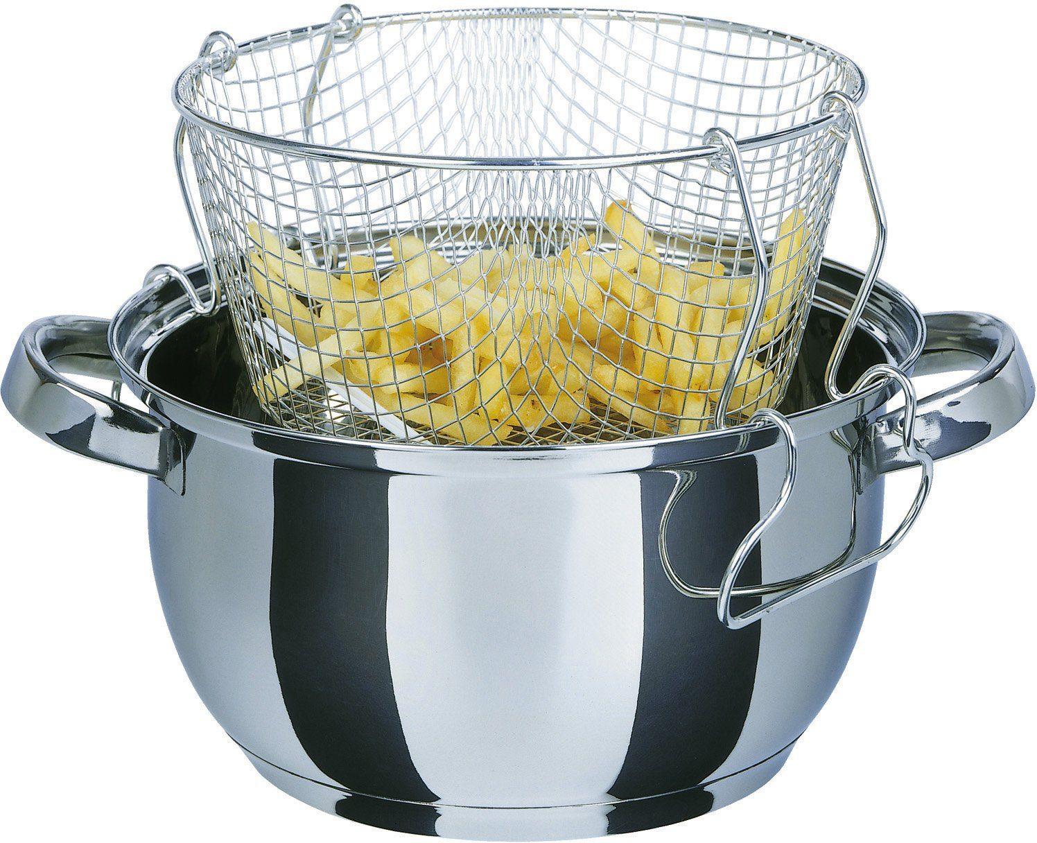 LOVIVER Edelstahl Fritteusentopf 28cm - Tempura Topf Mit Thermometer & Ölabtropfgestell